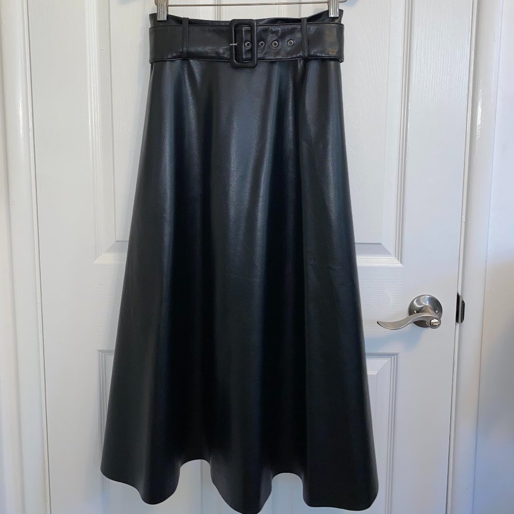 Zara Faux Leather Maxi Skirt with Belt